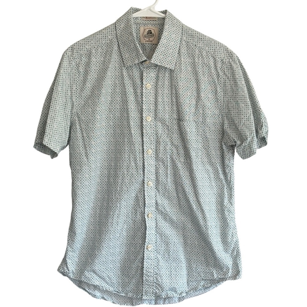 Kennington The Estate Shirt Size Medium 100% Cotton Blue Geometric